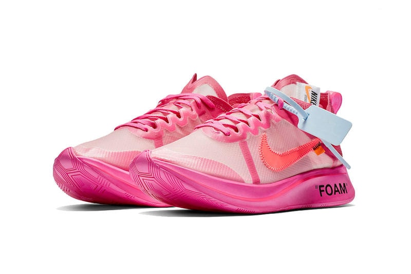 Photos Des Off-White™ x Nike Zoom Fly "Tulip Pink" Et "Black"