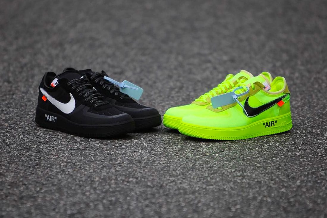 off white neon green air forces
