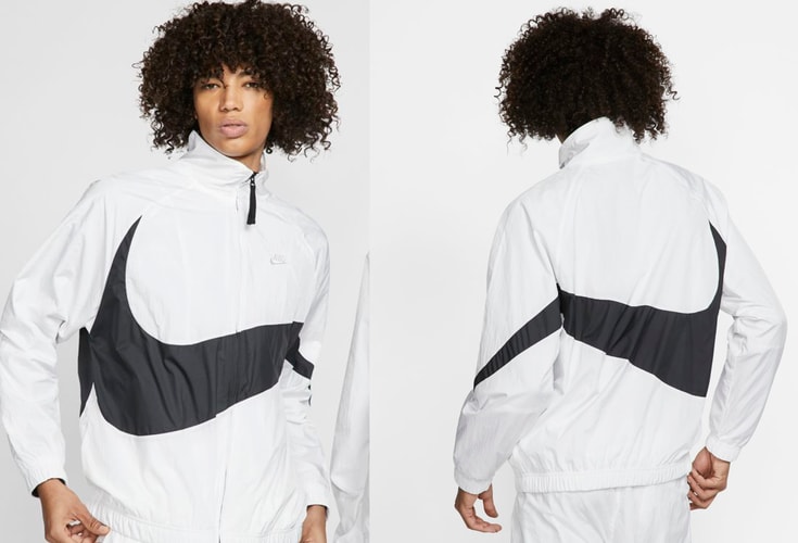 Nike dévoile une veste de survêtement blanche au swoosh oversize noir