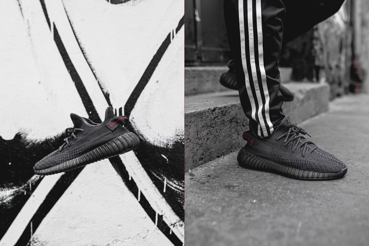 Gros plan sur les YEEZY BOOST 350 V2 Triple Black