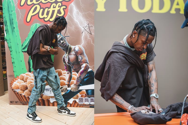 En images - Revivez la venue de Travis Scott à Paris pour son pop-up avec Reese's Puffs