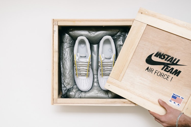 Box en bois, vis au-dessus des lacets... Prix d'originalité pour cette nouvelle Air Force 1