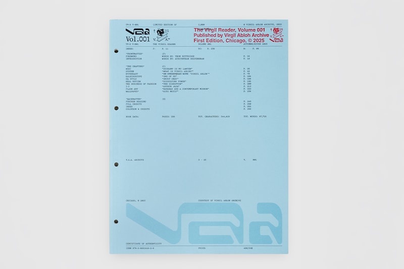 Virgil Abloh Archive™ lance officiellement « The Virgil Reader Vol. 001 » et son programme d’adhésion public