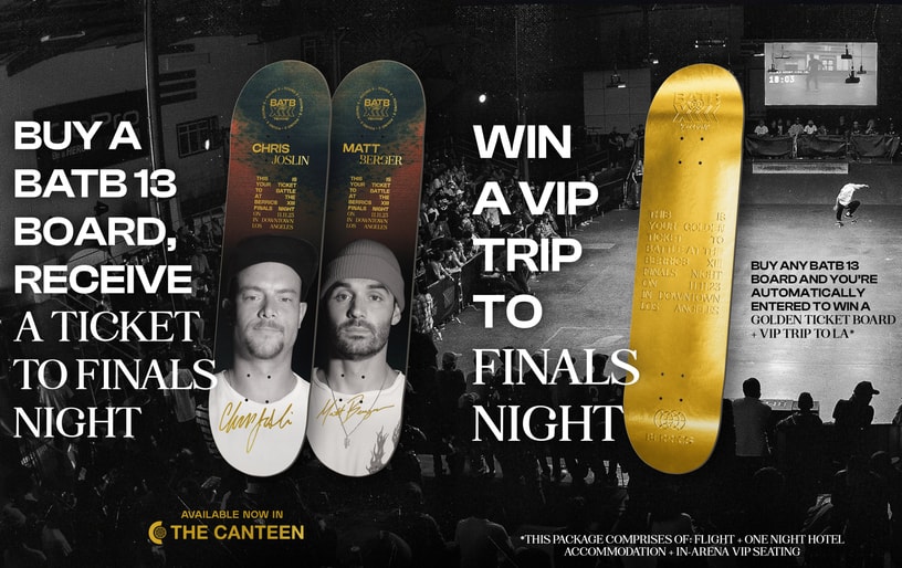 Autographed Chris Joslin and Matt Berger Round 2 BATB 13 Finals Night Ticket Boards Now Available!