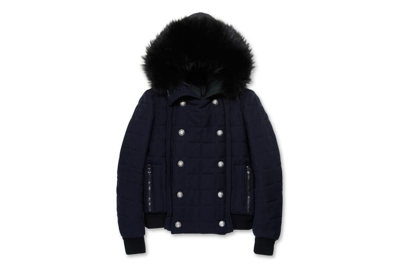 Balmain 2012 秋冬雙排扣皮草連帽大衣