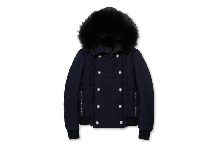 Balmain 2012 秋冬雙排扣皮草連帽大衣