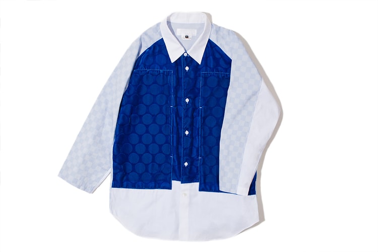 GANRYU COMME des GARCONS 2012 秋冬圓點格紋拼布襯衫