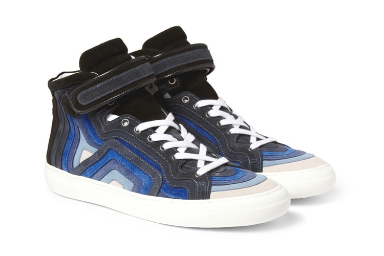 Pierre Hardy 2013 年春夏季 Striped Suede High Top Sneakers 麂皮拼接鞋款