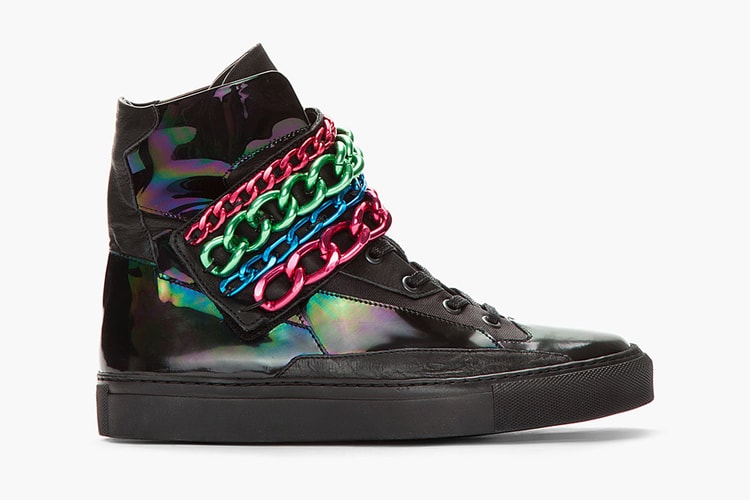 Raf Simons 2013 春季 Black Holographic Tricolor Chained Velcro Sneaker 球鞋