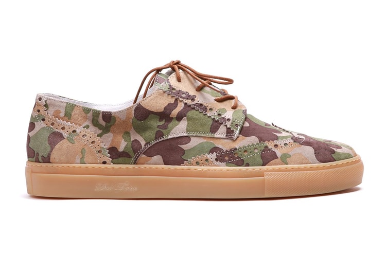 Del Toro 全新 Sahara Camo Suede Basso Wingtip Sneaker 迷彩雕花鞋款