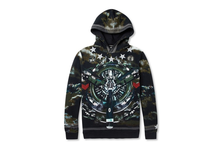 Givenchy Airplane-Print Loopback Cotton-Jersey Hoodie 連帽衛衣