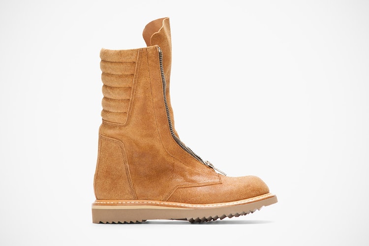 Rick Owens Tan Brushed Suede Zippered Limo Boots 全新靴款