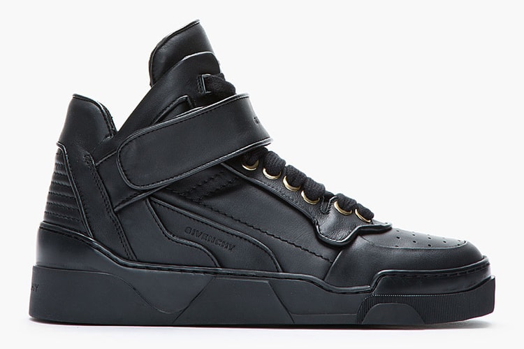 Givenchy Black Leather Velcro-Strap Mid-Top Sneakers 中筒球鞋