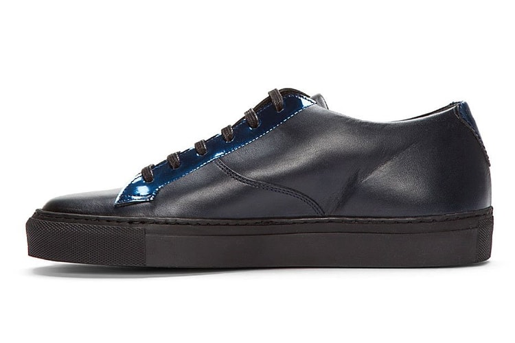 Raf Simons Black Leather Reflective Silver Low-Tops 鞋款