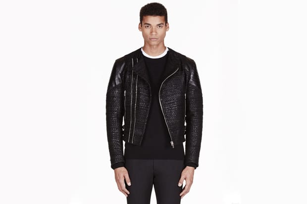 Givenchy Black Tweed Leather Trimmed 機車夾克