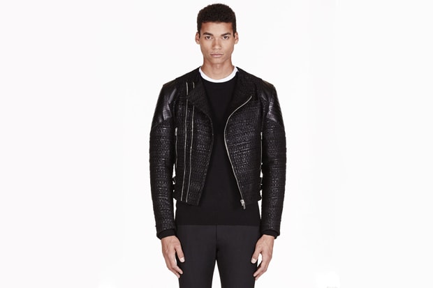 Givenchy Black Tweed Leather Trimmed 機車夾克