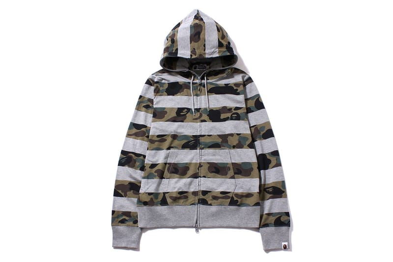 A Bathing Ape 迷彩橫紋連帽拉鏈衛衣