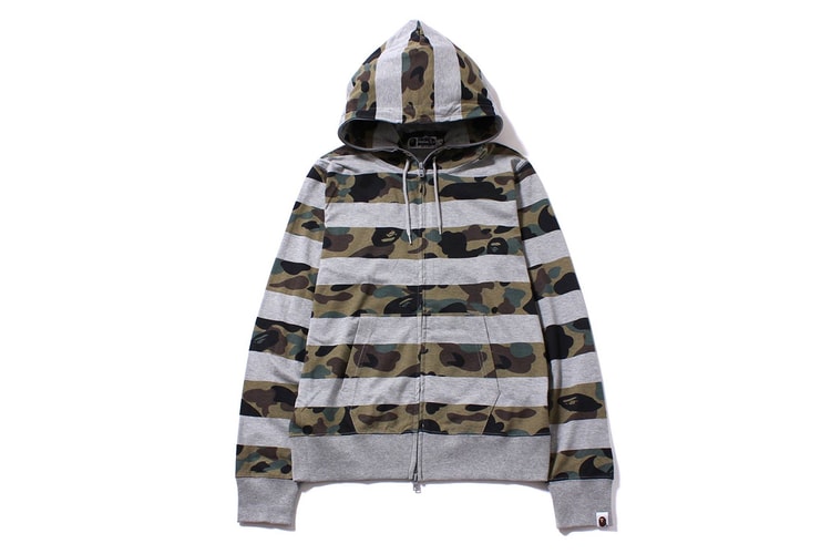 A Bathing Ape 迷彩橫紋連帽拉鏈衛衣