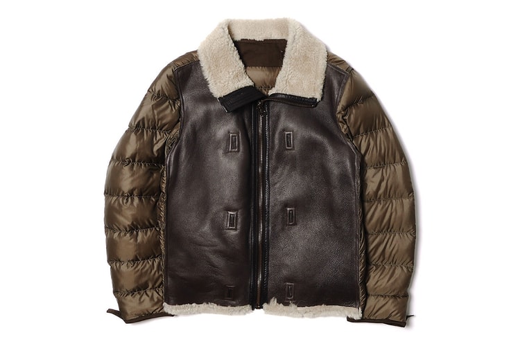 Ten C Shearling Liner Off White 羽絨拼袖皮革夾克