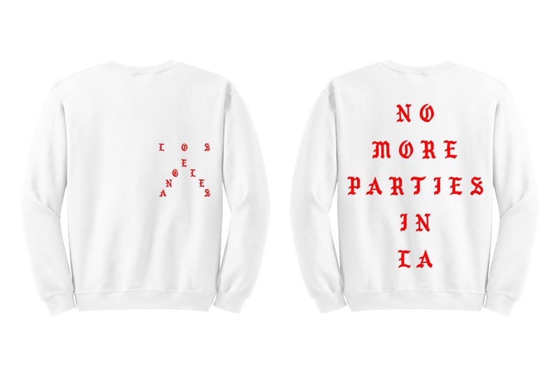 Kanye West 推出全新「No More Parties In LA」字樣白色圓領衛衣