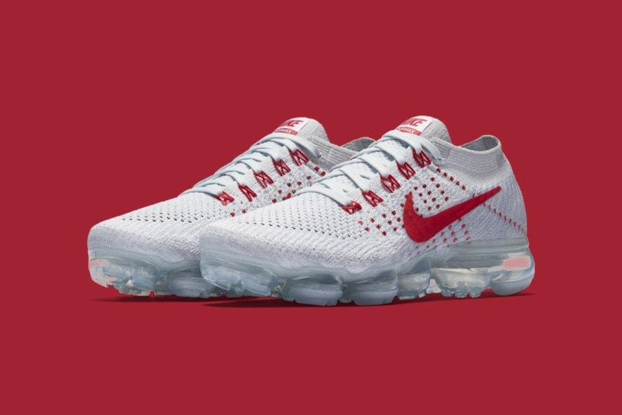 Nike VaporMax Pure Platinum/University Red-Wolf Grey Release