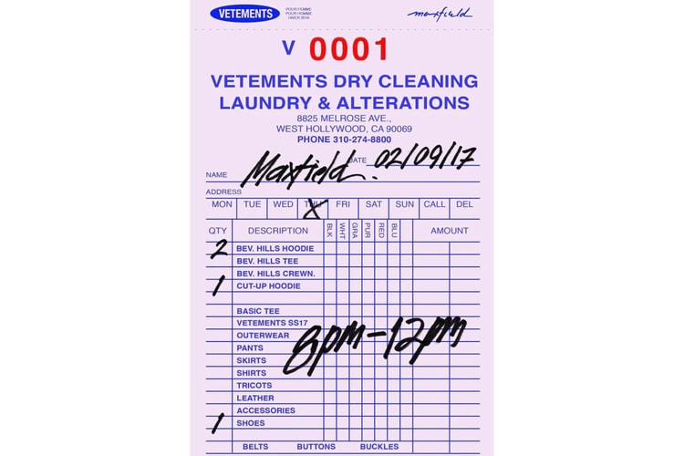 VETEMENTS 「DRY CLEANING」神秘活動地點釋出