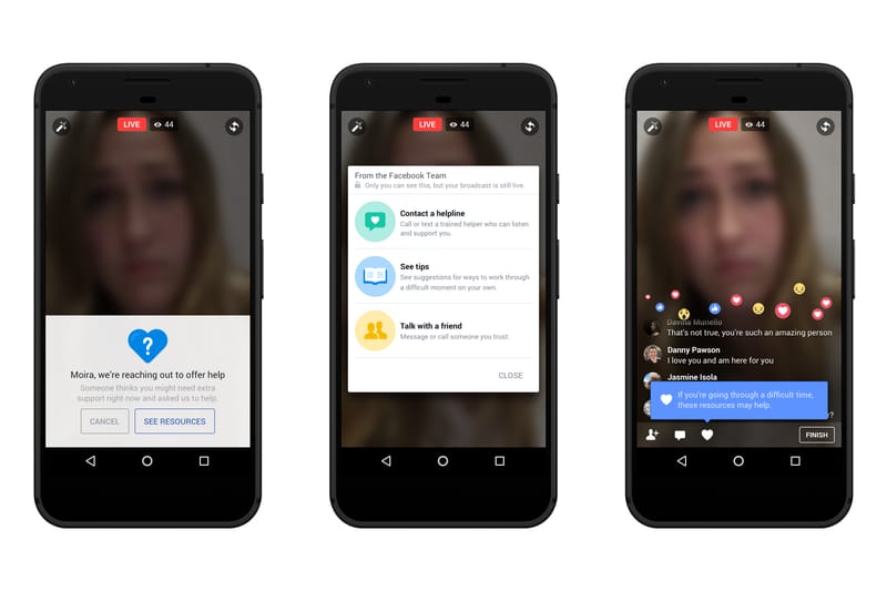 Facebook Live 直播及 Messenger 新增防自殺功能