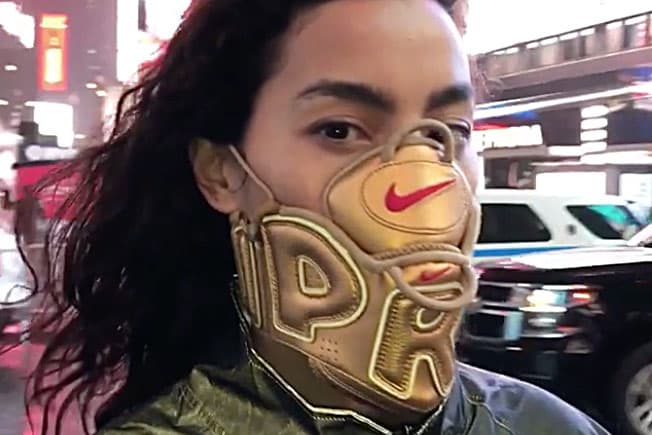 王志鈞為 Adrianne Ho 打造 Supreme x Nike Air More Uptempo 球鞋面罩