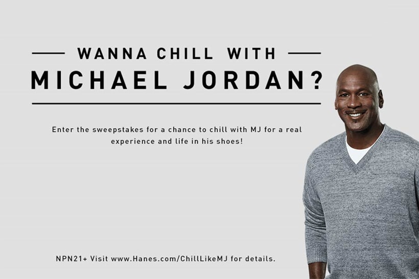 Hanes 將提供免費與 Michael Jordan 見面的機會