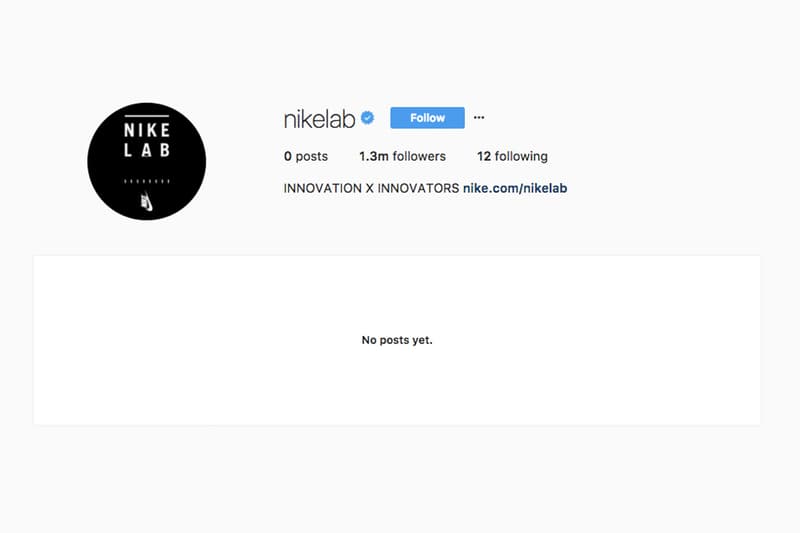 大事即將發生？NikeLab 刪除 Instagram 上所有貼文