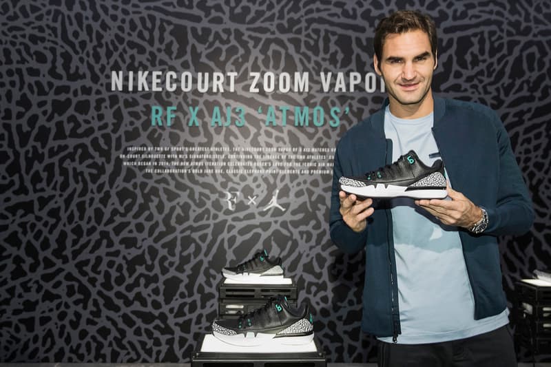 Roger Federer 亮相上海發佈 NikeCourt Zoom Vapor RF x AJ3「atmos」別注配色