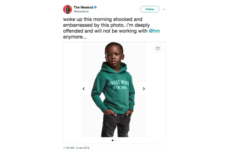 The Weeknd 與其斷絕關係!H&M 因一件衛衣而引發種族歧視危機
