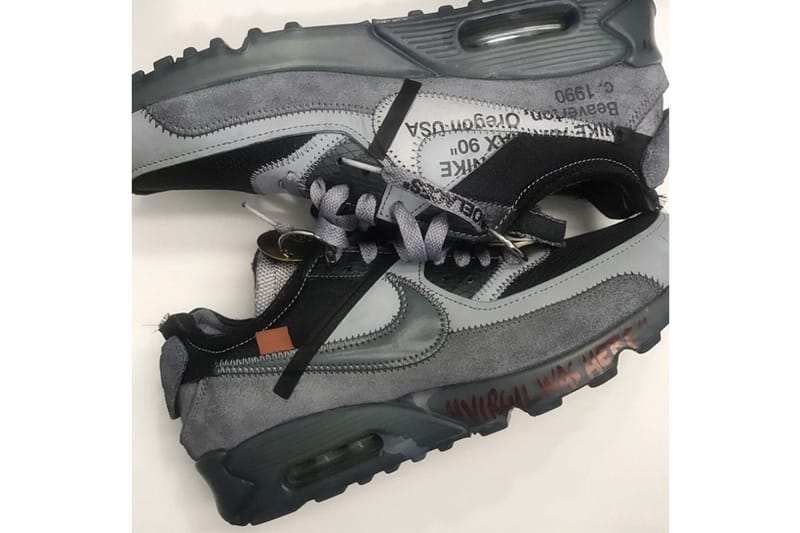 疑似 Virgil Abloh x Nike Air Max 90 黑色版實物曝光