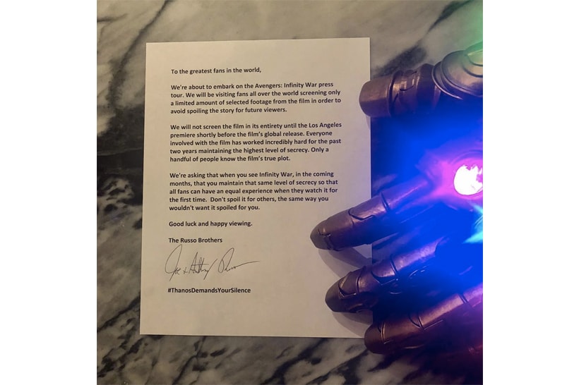 Marvel 與 Russo 兄弟派出 Thanos 要求大家簽下「防劇透合約」