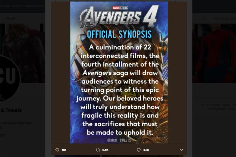 《Avengers 4》官方故事簡介正式揭晓