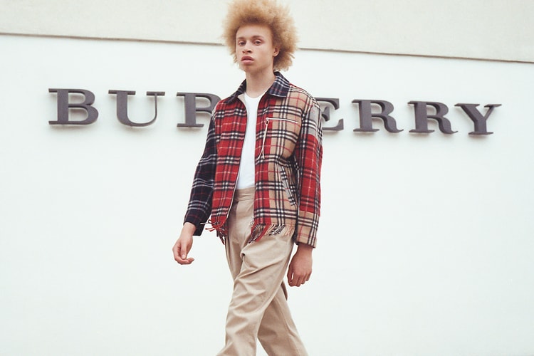 clothsurgeon 將 Burberry 復古格紋圍巾改造成拼接夾克