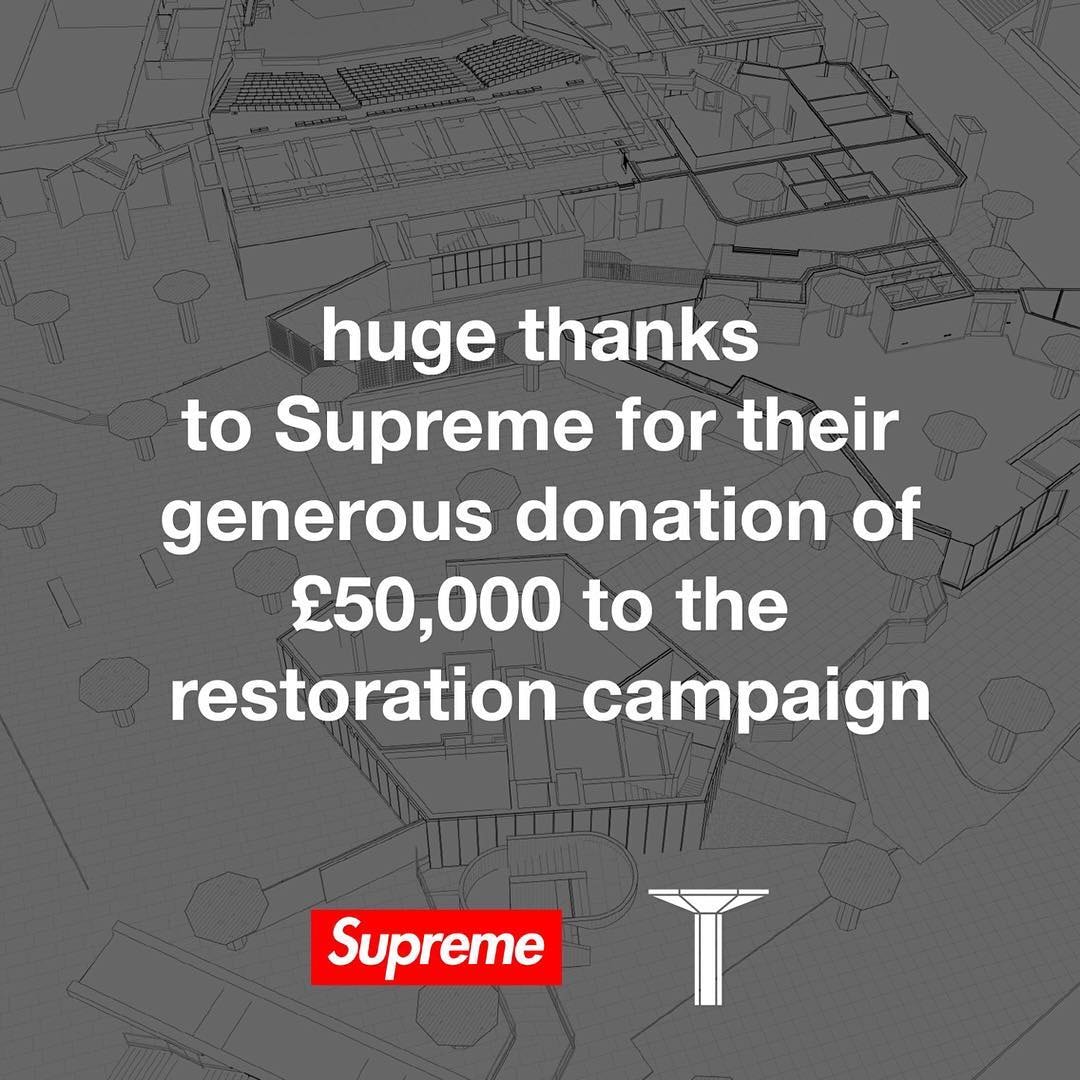 Supreme 向倫敦傳奇滑板公園 Southbank 捐款 £50,000 英鎊