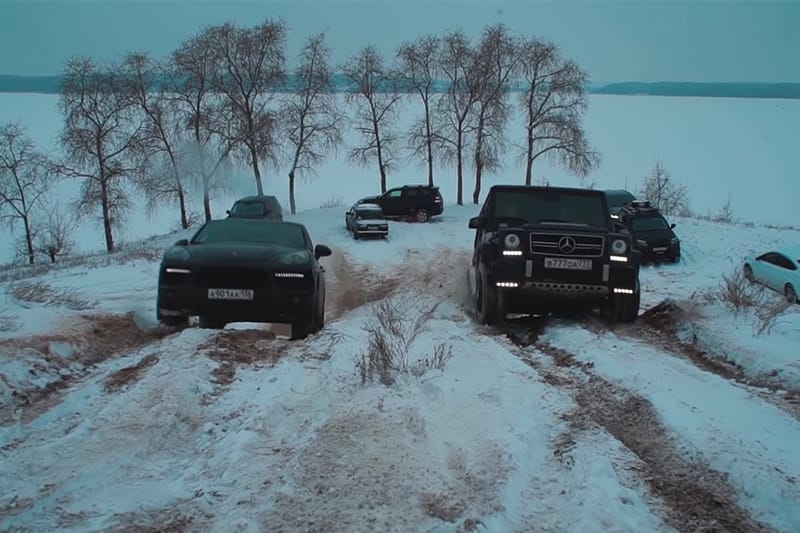 G63 AMG、Range Rover 和 Porsche Cayenne 等 SUV 挑戰雪路爬坡