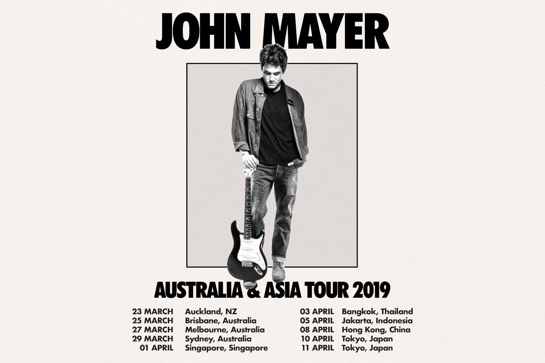 John Mayer 澳洲及亞洲巡迴演唱會時間表確認