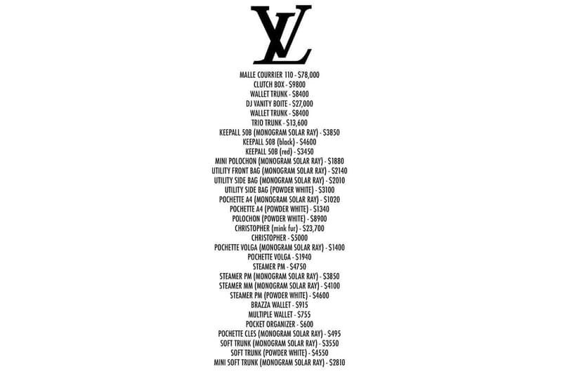 完整揭示 Virgil Abloh 首個掌舵 Louis Vuitton 系列價位