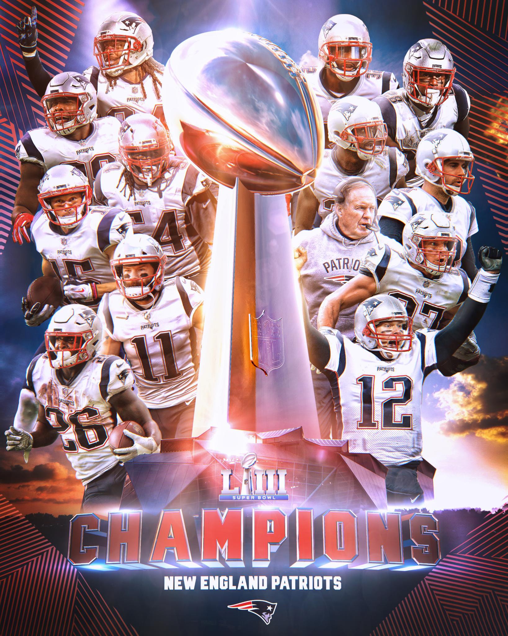 New England Patriots 擊敗對手贏得第 53 屆 Super Bowl 冠軍