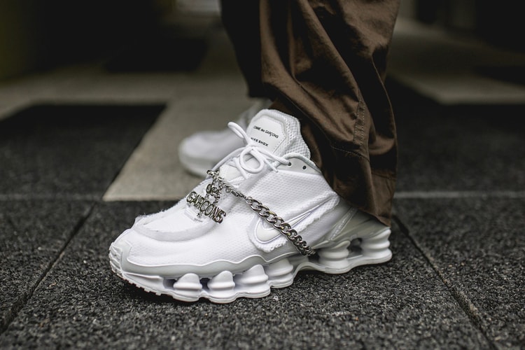 COMME des GARÇONS x Nike Shox TL 白色版本上腳近賞