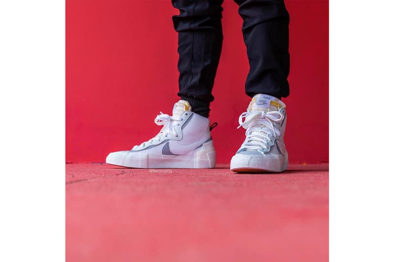 近賞 sacai x Nike 全新聯乘 Blazer with the Dunk 鞋款白灰配色上腳圖輯