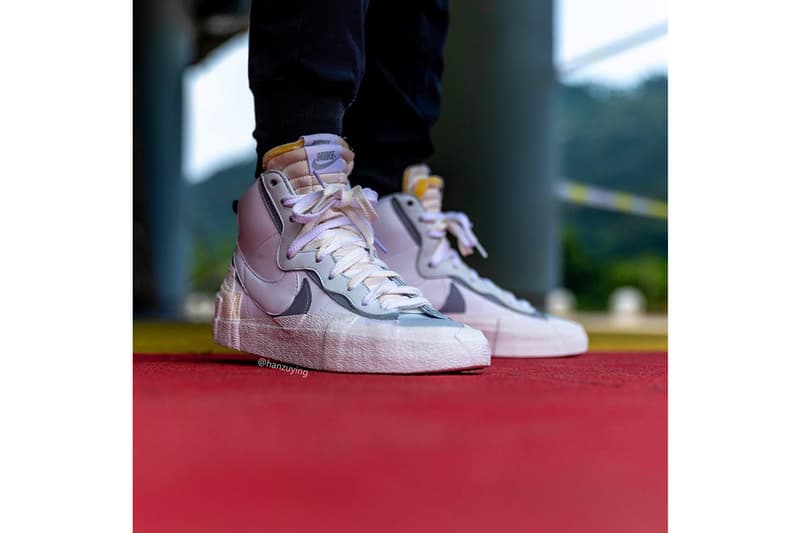 近賞 sacai x Nike 全新聯乘 Blazer with the Dunk 鞋款白灰配色上腳圖輯