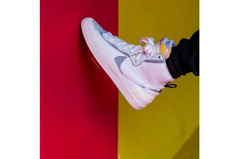 近賞 sacai x Nike 全新聯乘 Blazer with the Dunk 鞋款白灰配色上腳圖輯