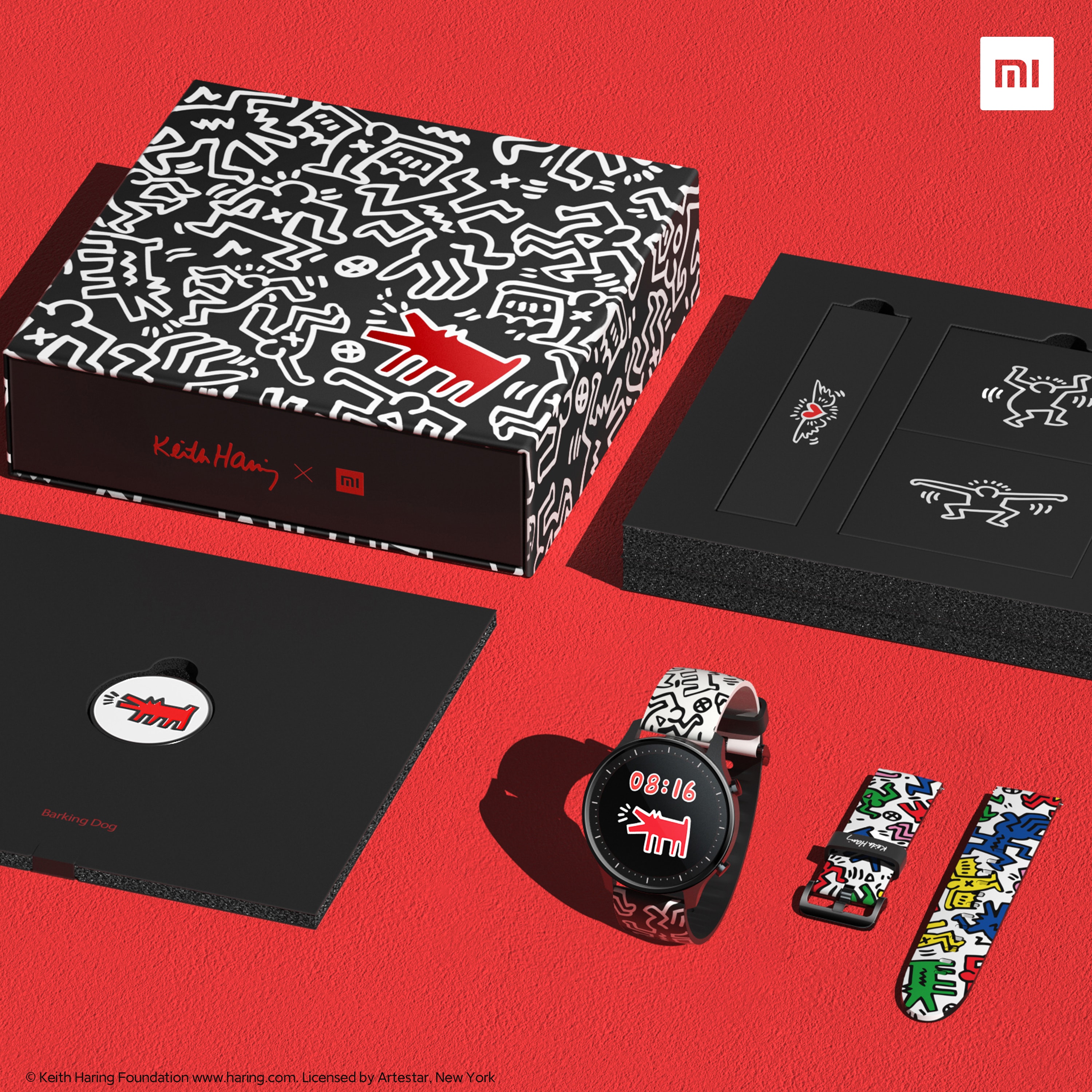 小米手表 Color 携手 Keith Haring 发布联乘定制款礼盒