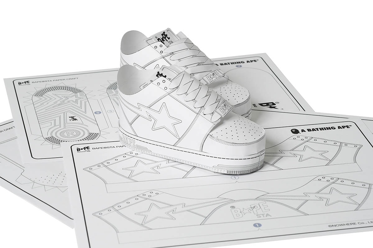 免費下載 A BATHING APE® 的紙製模型版本 BAPE STA 鞋款
