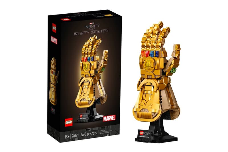 LEGO 實體化 Thanos 配戴之「Infinity Gauntlet 無限手套」積木模型