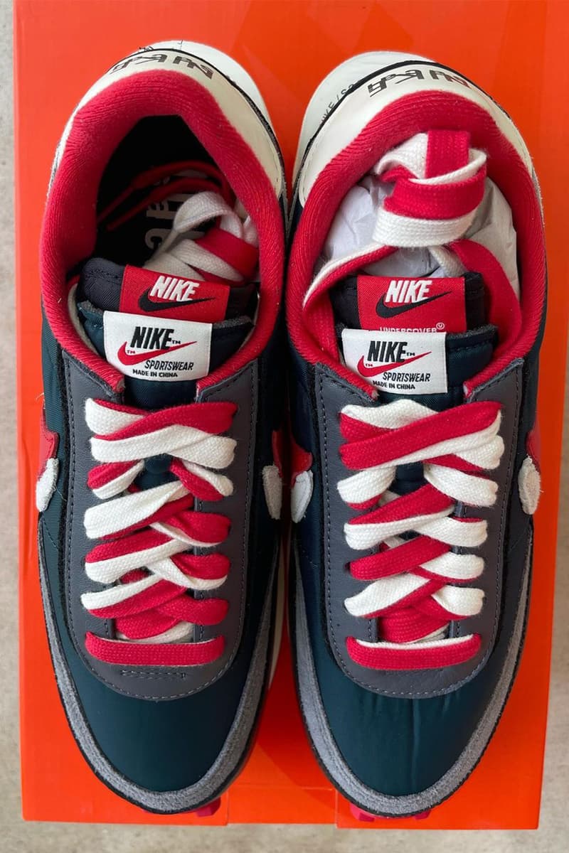 UNDERCOVER x sacai x Nike LDWaffle「Midnight Spruce/University Red」清晰圖輯曝光