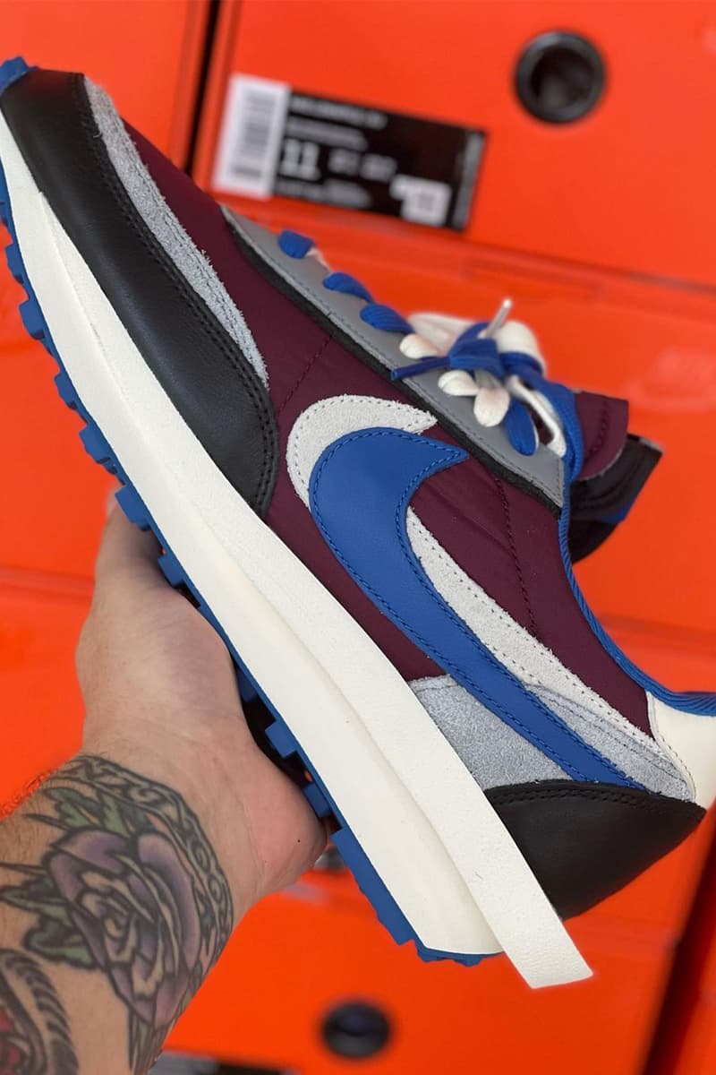 UNDERCOVER x sacai x Nike LDWaffle「Night Maroon/Team Royal」清晰圖輯曝光